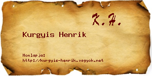Kurgyis Henrik névjegykártya